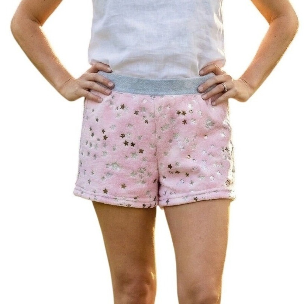 More Than Magic Pajama Shorts Girls 14 16 Pink Silver Star Soft Sleep NWT